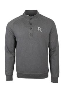 Cutter and Buck Kansas City Royals Mens Charcoal Saturday Mock Long Sleeve Crew Sweatshirt