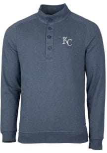 Cutter and Buck Kansas City Royals Mens Navy Blue Saturday Mock Long Sleeve Crew Sweatshirt