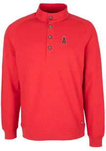 Cutter and Buck Los Angeles Angels Mens Red Saturday Mock Long Sleeve Crew Sweatshirt