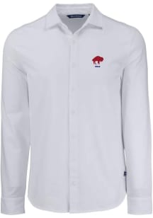 Cutter and Buck Buffalo Bills Mens White Historic Advantage Soft Pique Long Sleeve Dress Shirt