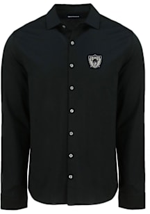 Cutter and Buck Las Vegas Raiders Mens Black Historic Advantage Soft Pique Long Sleeve Dress Shirt