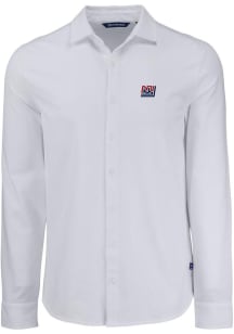 Cutter and Buck New York Giants Mens White Historic Advantage Soft Pique Long Sleeve Dress Shirt