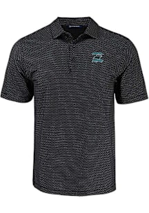 Cutter and Buck Carolina Panthers Mens Black Historic Pike Shadow Check Short Sleeve Polo