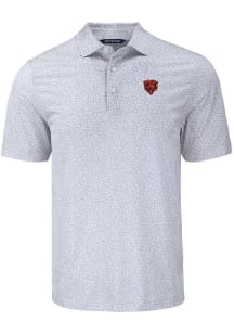 Cutter and Buck Chicago Bears Mens Grey Historic Pike Flora Short Sleeve Polo