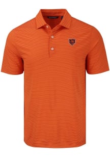 Cutter and Buck Chicago Bears Mens Orange Historic Forge Eco Fine Line Short Sleeve Polo