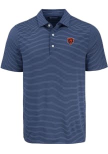 Cutter and Buck Chicago Bears Mens Navy Blue Historic Forge Eco Fine Line Short Sleeve Polo