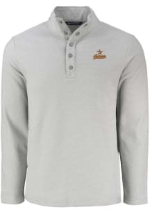 Cutter and Buck Houston Astros Mens Grey Cooperstown Hunts Point Long Sleeve Qtr Zip Pullover