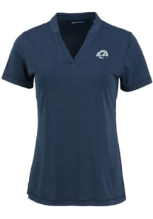 Cutter and Buck Los Angeles Rams Womens Navy Blue Mono Forge Short Sleeve T-Shirt