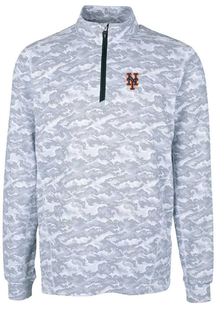 Cutter and Buck New York Mets Mens Charcoal Traverse Camo Print Stretch Pullover Jackets