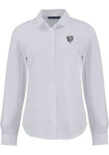 Cutter and Buck Chicago Bears Womens Mono Advantage Soft Pique Long Sleeve White Dress Shirt