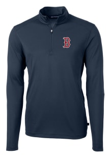 Cutter and Buck Boston Red Sox Mens Navy Blue Virtue Eco Pique Long Sleeve 1/4 Zip Pullover