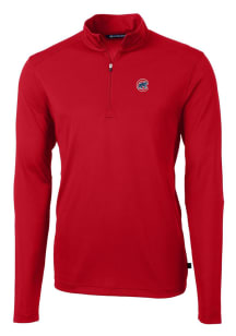Cutter and Buck Chicago Cubs Mens Red Virtue Eco Pique Long Sleeve 1/4 Zip Pullover