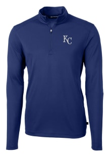Cutter and Buck Kansas City Royals Mens Blue Virtue Eco Pique Long Sleeve 1/4 Zip Pullover