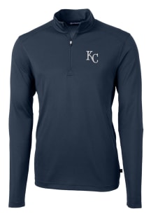 Cutter and Buck Kansas City Royals Mens Navy Blue Virtue Eco Pique Long Sleeve 1/4 Zip Pullover