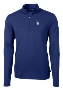 Cutter and Buck Los Angeles Dodgers Mens Blue Virtue Eco Pique Long Sleeve 1/4 Zip Pullover