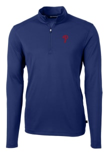 Cutter and Buck Philadelphia Phillies Mens Blue Virtue Eco Pique Long Sleeve 1/4 Zip Pullover