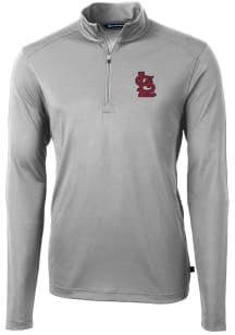 Cutter and Buck St Louis Cardinals Mens Grey Virtue Eco Pique Long Sleeve 1/4 Zip Pullover