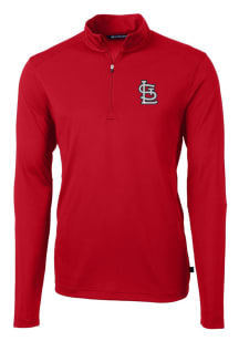 Cutter and Buck St Louis Cardinals Mens Red Virtue Eco Pique Long Sleeve 1/4 Zip Pullover