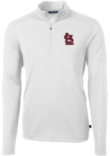 Cutter and Buck St Louis Cardinals Mens White Virtue Eco Pique Long Sleeve 1/4 Zip Pullover