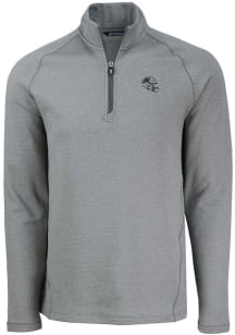 Cutter and Buck Carolina Panthers Mens Grey Helmet Pehastin Long Sleeve Qtr Zip Pullover