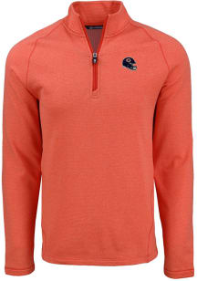 Cutter and Buck Chicago Bears Mens Orange Helmet Pehastin Long Sleeve 1/4 Zip Pullover