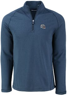 Cutter and Buck New England Patriots Mens Navy Blue Helmet Pehastin Long Sleeve Qtr Zip Pullover