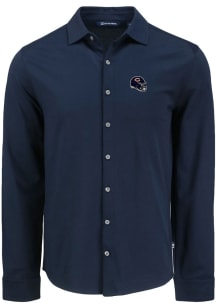 Cutter and Buck Chicago Bears Mens Navy Blue Helmet Advantage Soft Pique Long Sleeve Dress Shirt