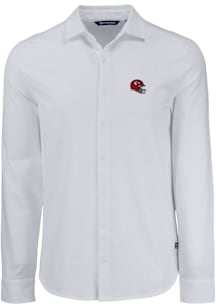 Cutter and Buck Kansas City Chiefs Mens White Helmet Advantage Soft Pique Long Sleeve Dress Shirt