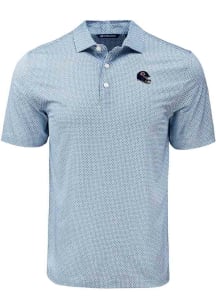 Cutter and Buck Chicago Bears Mens Navy Blue Helmet Pike Diamond Dot Short Sleeve Polo