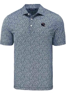 Cutter and Buck Chicago Bears Mens Navy Blue Helmet Pike Flora Short Sleeve Polo