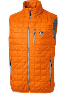 Cutter and Buck Houston Astros Mens Orange Rainier PrimaLoft Puffer Sleeveless Jacket