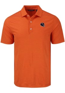 Cutter and Buck Chicago Bears Mens Orange Helmet Forge Eco Fine Line Short Sleeve Polo