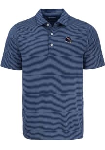 Cutter and Buck Chicago Bears Mens Navy Blue Helmet Forge Eco Fine Line Short Sleeve Polo