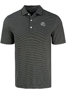 Cutter and Buck Las Vegas Raiders Mens Black Helmet Forge Eco Fine Line Short Sleeve Polo