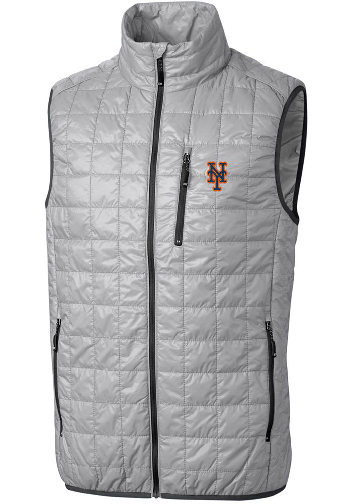 Cutter and Buck New York Mets Mens Grey Rainier PrimaLoft Puffer Sleeveless Jacket