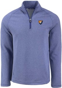 Mens Illinois Fighting Illini Blue Cutter and Buck Vault Pehastin Qtr Zip Pullover