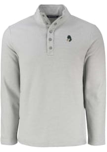 Mens Michigan State Spartans Grey Cutter and Buck Vault Hunts Point Qtr Zip Pullover