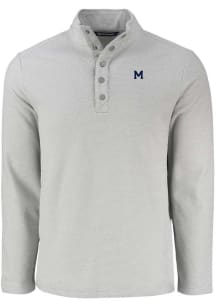Mens Michigan Wolverines Grey Cutter and Buck Vault Hunts Point Qtr Zip Pullover