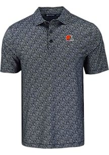 Cutter and Buck Cleveland Browns Mens Black Pike Pebble Short Sleeve Polo
