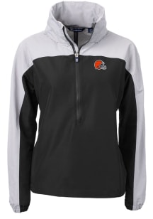 Cutter and Buck Cleveland Browns Womens Black Charter Eco Long Sleeve Pullover