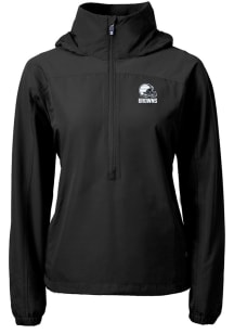 Cutter and Buck Cleveland Browns Womens Black Mono Charter Eco Long Sleeve Pullover