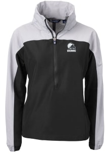 Cutter and Buck Cleveland Browns Womens Black Mono Charter Eco Long Sleeve Pullover
