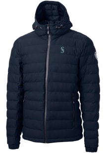 Cutter and Buck Seattle Mariners Mens Navy Blue Mission Ridge Repreve Puffer Filled Jacket