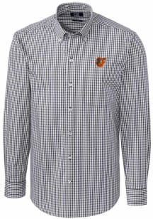 Cutter and Buck Baltimore Orioles Mens Charcoal Easy Care Gingham Long Sleeve Dress Shirt