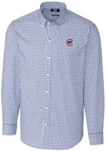 Cutter and Buck Chicago Cubs Mens Blue Easy Care Gingham Long Sleeve Dress Shirt