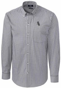 Cutter and Buck Chicago White Sox Mens Charcoal Easy Care Gingham Long Sleeve Dress Shirt