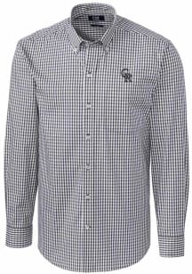 Cutter and Buck Colorado Rockies Mens Charcoal Easy Care Gingham Long Sleeve Dress Shirt