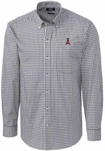 Cutter and Buck Los Angeles Angels Mens Charcoal Easy Care Gingham Long Sleeve Dress Shirt