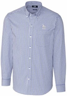 Cutter and Buck Los Angeles Dodgers Mens Blue Easy Care Gingham Long Sleeve Dress Shirt