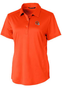 Cutter and Buck Cleveland Browns Womens Orange Helmet Prospect Short Sleeve Polo Shirt